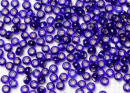 Бисер Чехия круглый 08/0 50 г 37100h прозрачный темно-синий с серебряным прокрасом квадратное отверстие